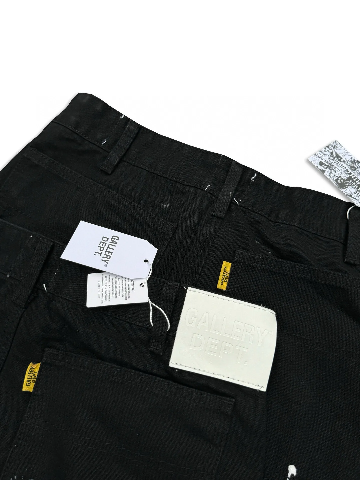 -Size upper body P220#G33 GALLERY DEPT. Spliced ​​washed retro jeans for men and women, high street splash-ink pants, micro-flared casual trousers, trendy couple, same style. Color: black. Size: S-XXL (corresponding to 28-36)
